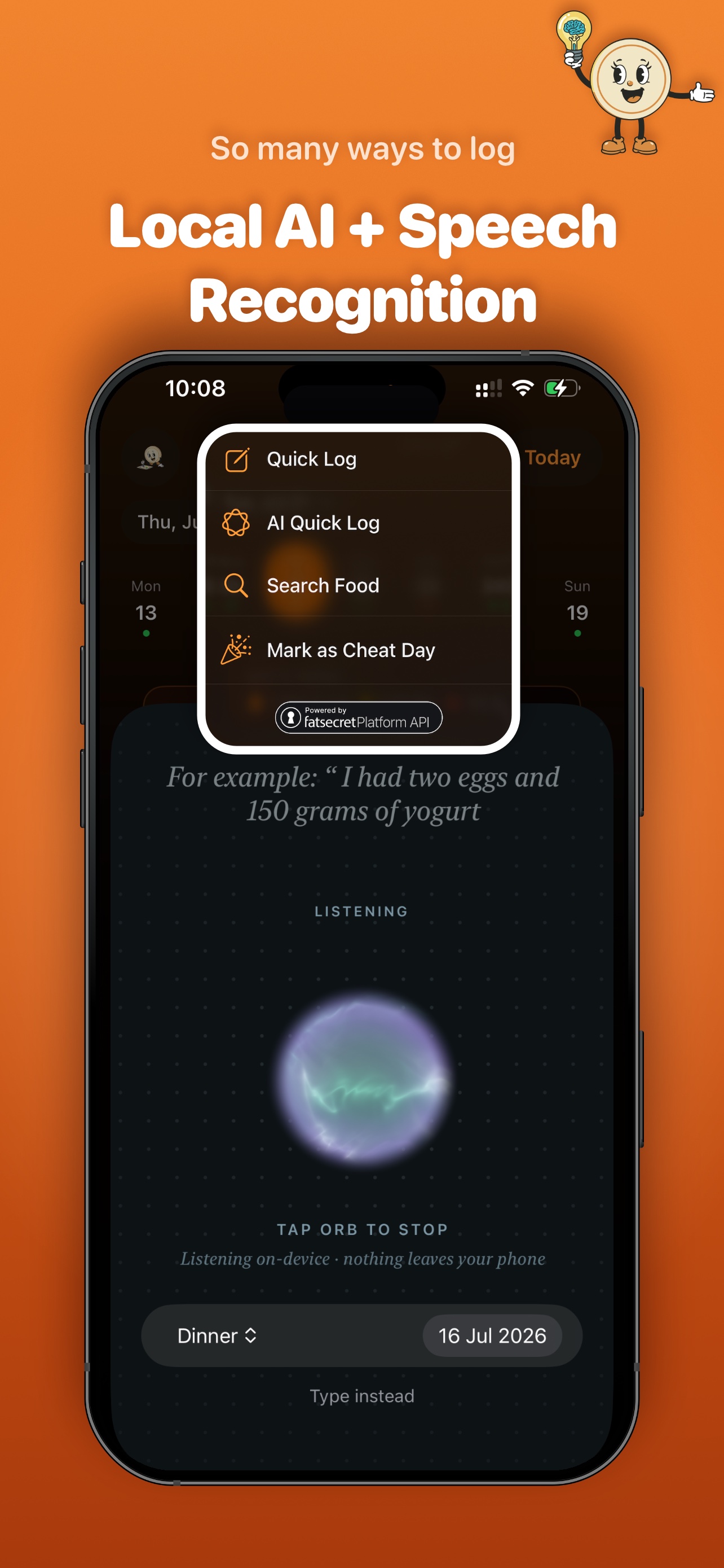 FoodieCalc private voice logging